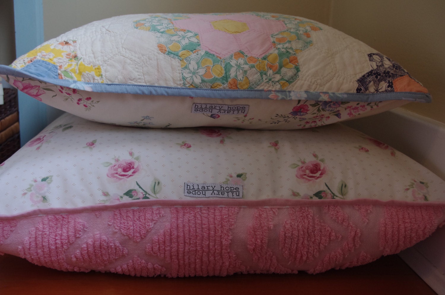 24 x 24 Square Pillow Chenille Floral by HilaryHopeDesign on Etsy