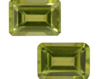 Hebei Peridot Set of 2 Loose Gemstones Octagon 7x5mm TGW 1.75 cts.