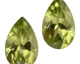Hebei Peridot Loose Gemstones Set of 2 Pear Cut 1A Quality 6x4mm TGW 0.80 cts.