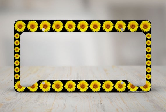 Sunflower License Plate Frame Sunflower Car Tag by Airstrikeinc