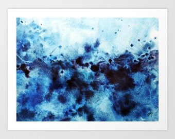 Art Print, Abstract Blue Watercolor, Canvas Art, Watercolor Painting, Beach, Ocean, Watercolor Art, Home Decor, Wall Decor.