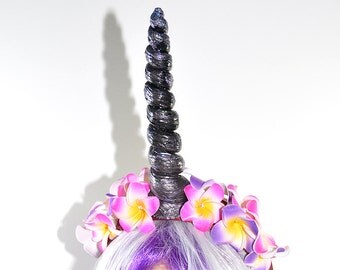 Unicorn - Unicorn headdress - purple - black - Fascinator headpiece