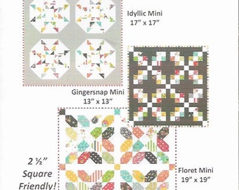Mini Quilt Pattern Trio, Sweetness Mini Quilts, Coriander Quilts, Corey Yoder Quilt Pattern, Modern Mini Quilt Pattern, CQ105