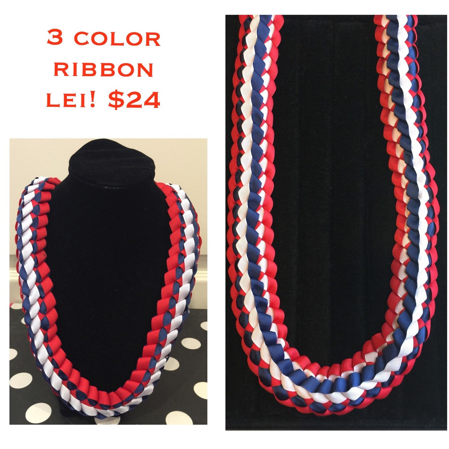 Graduation Ribbon Lei 3 colors by Bowlicious4me on Etsy