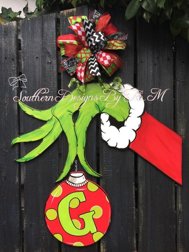 grinch hand door hanger christmas door hanger christmas grinch hand door hanger christmas door hanger christmas