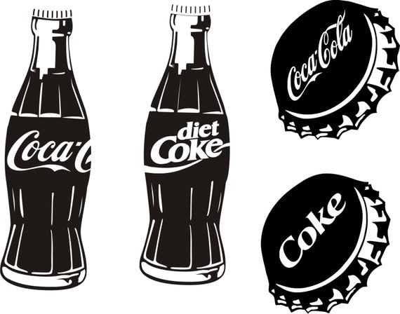 Download DXF SVG file Coke Diet Coke Soft drink Bottle by ...
