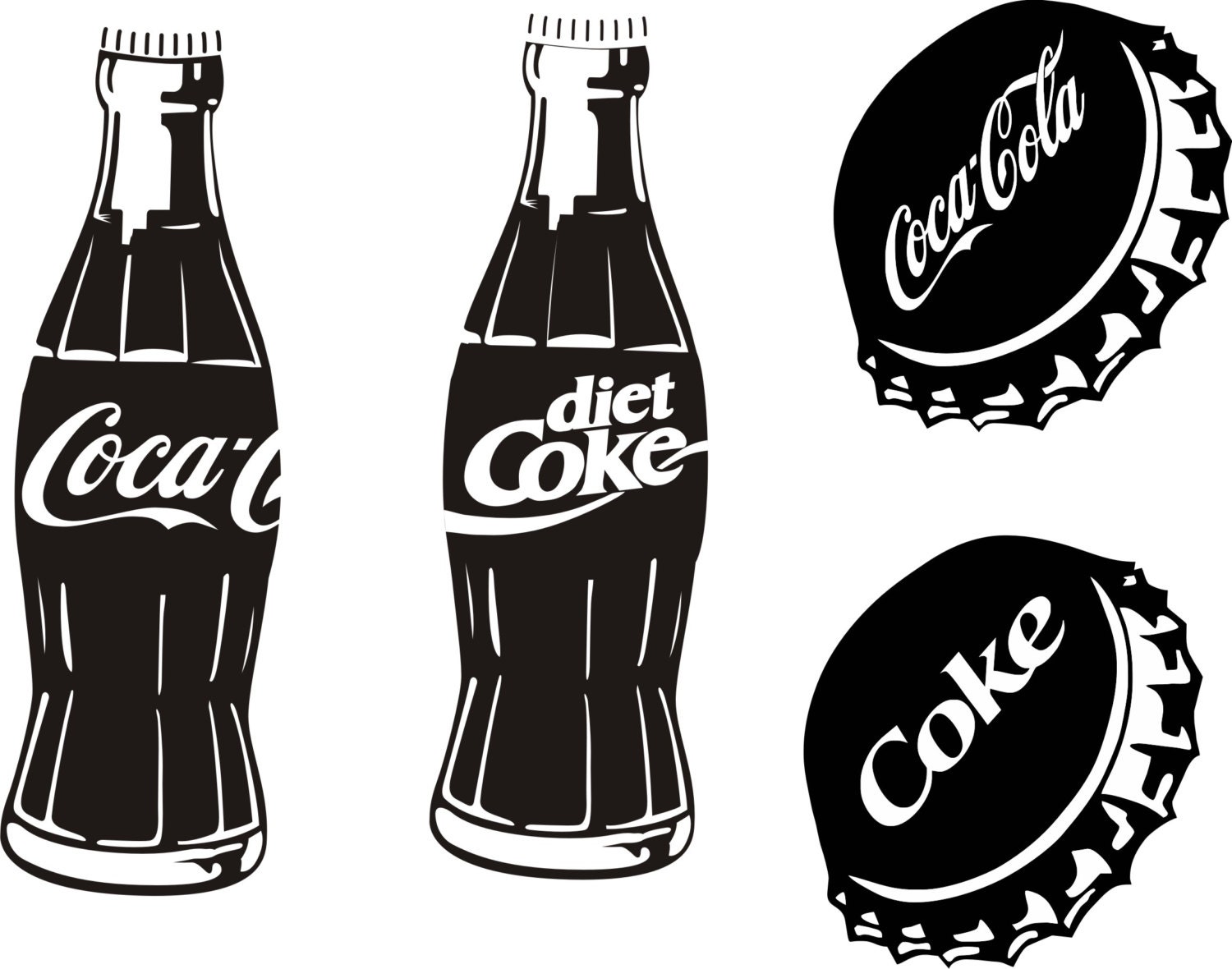 DXF SVG file Coke Diet Coke Soft drink Bottle by WildHorseDesign2