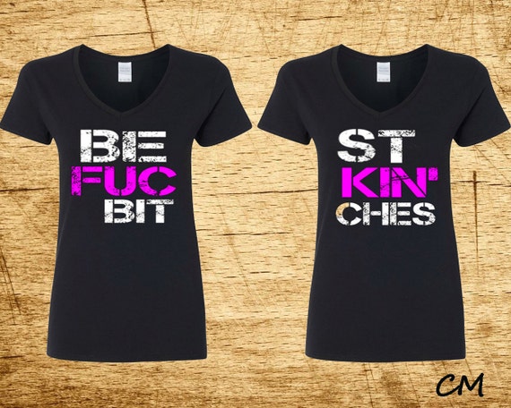 Best Fckin Bitches Couple V Neck T Shirt Tee Bfb Tshirt Best