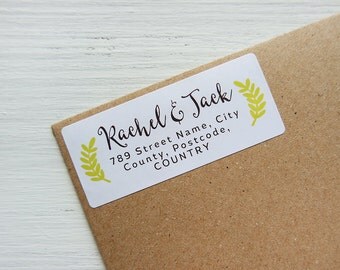 30 Custom Return Address Labels Laurel Wreath Leaves Personalized Address Stickers / 904