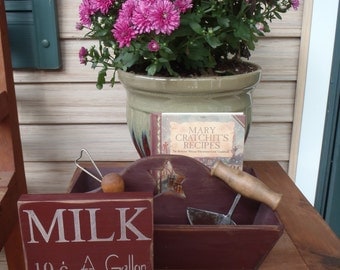 Milk Sign, Primitive Sign, Small Sign, Shelf Sitter, Farm Sign, Dairy Sign, Country Sign, 10c a gallon, wood sign, rustic sign, kitchen sign