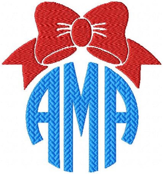 Machine Embroidery Design Monogram topper Bow by BlingSassSparkle