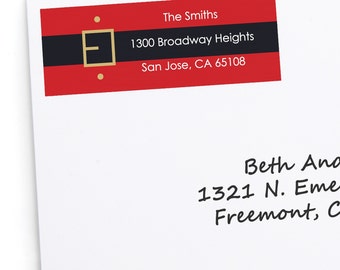 Jolly Santa Christmas Return Address Labels - Holdiay Return Address Stickers - Personalized Mailing Labels - Santa Letter - 30 Labels