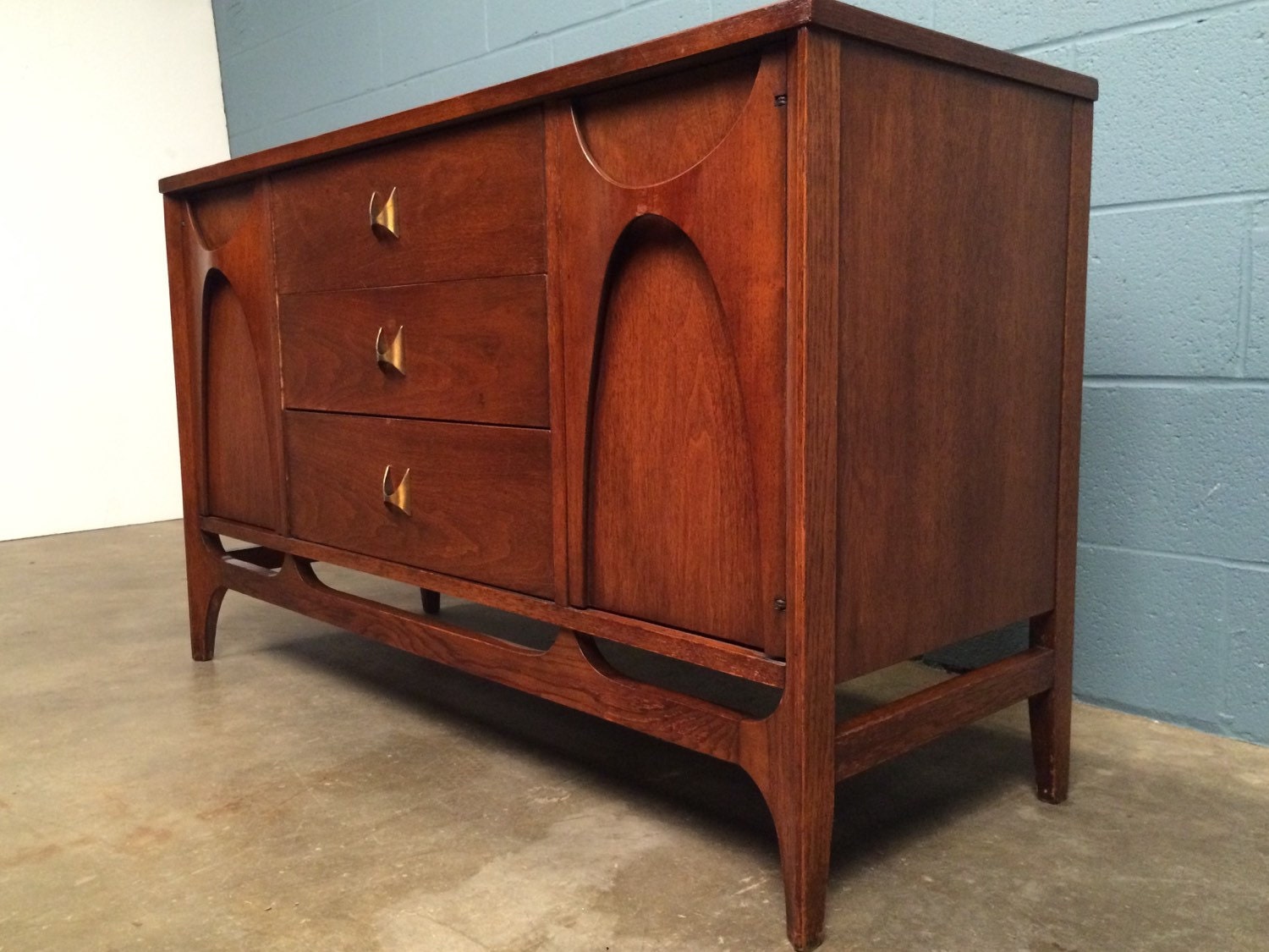 1960 S Broyhill Brasilia Sideboard Or Credenza In Walnut With 1960 S Broyhill Brasilia Sideboard Or Credenza In Walnut With Storage Mid Century Modern