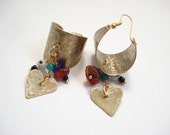 Handmade Basket Hoop Earrings-Boho Earrings-Gold Bronze Earrings-Hand Formed Earrings-Dangle Brass Earrings-Modern Unique Earrings