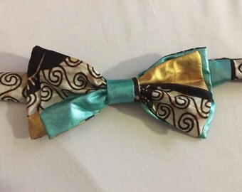 Noeud Papillon double en tissu africain wax imprimé motifs liberty scratch ethnique original fantaisie