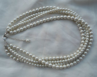 Ivory Pearl NecklaceWedding necklaceGlass Pearl by pearlandjewelry