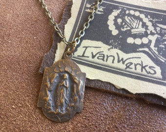 Lourdes Grotto Medal Necklace Our Lady of Lourdes Men's Necklace Catholic Jewelry Women's necklace Blessed Mother Medal
