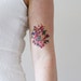 Colorful vintage floral temporary tattoo / vintage temporary