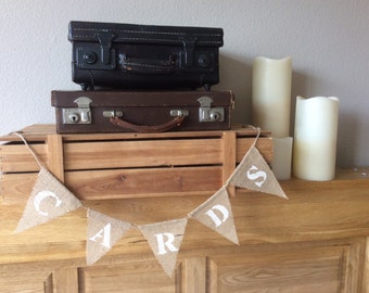 CARDS Hessian Mini Bunting Wedding Vintage Banner Burlap