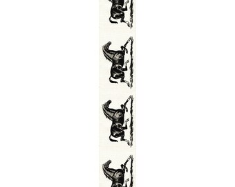 2.5" WIRED HORSE RIBBON - Equine Print - Cream / Black - Beautiful Ribbon with Printed Horses