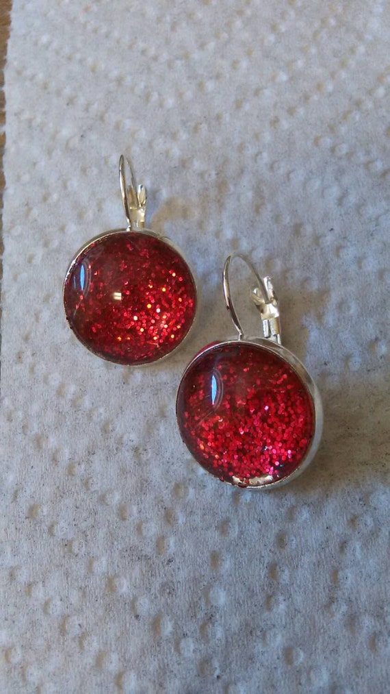earrings red glitter earrings glitter earrings by CreativeLatina