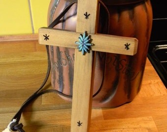 Turquois & Old Yellow Pine Mission Cross