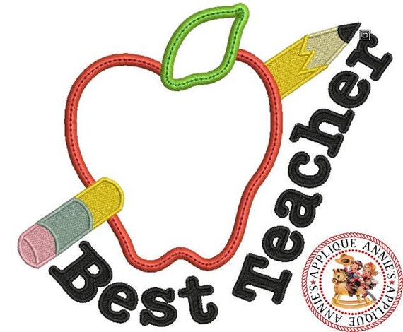 Best teacher apple and pencil jessecmault machine by appliqueannies