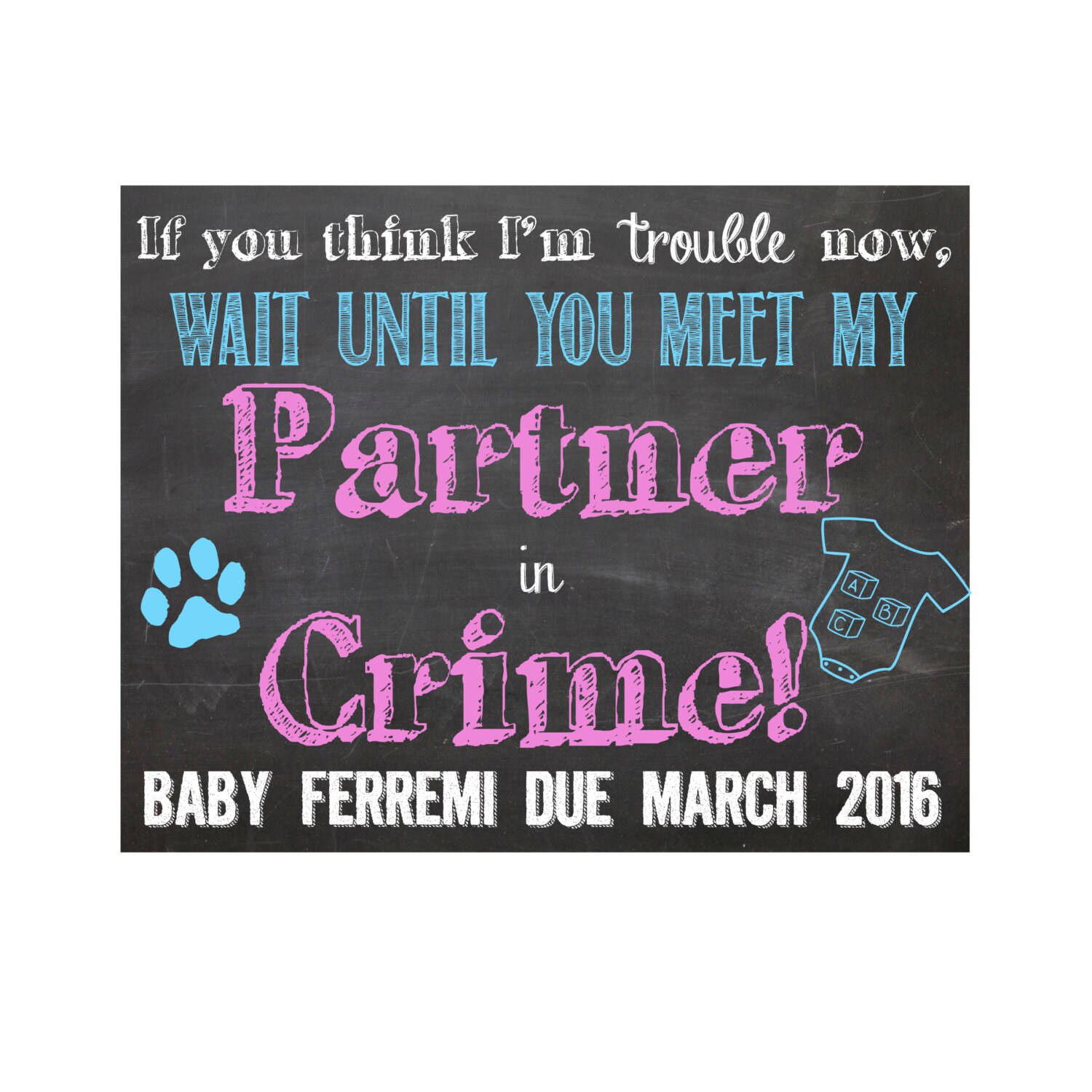 Custom Printable Baby Announcement Dog Chalkboard Sign