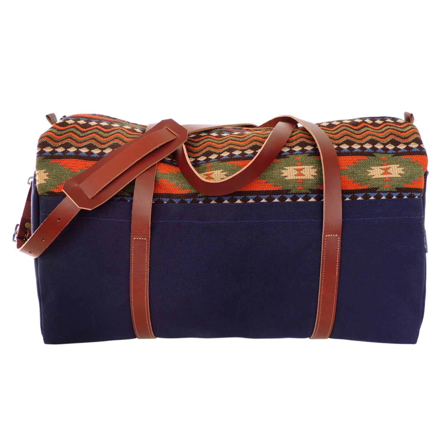 SALE Duffle Bag in Navy Canvas with Leather Strap by SpicerBags