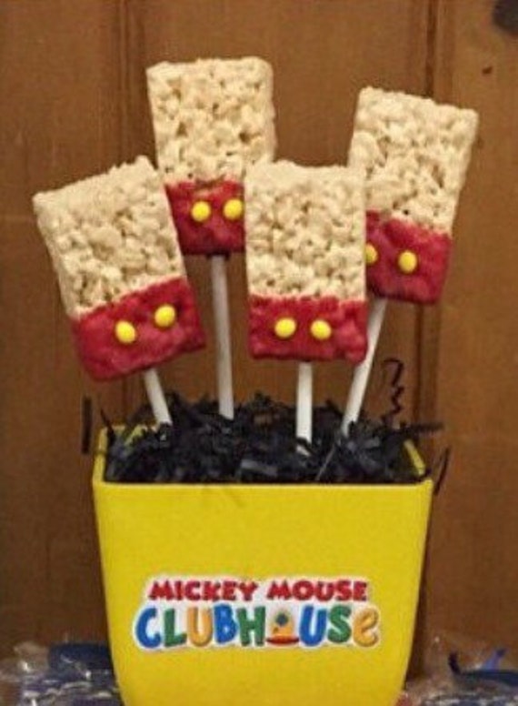 Mickey Mouse inspired Rice krispie treat pops