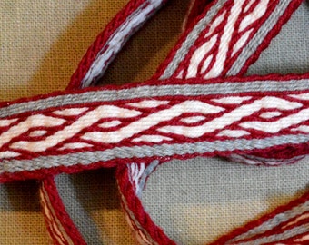 Tablet Woven Braid (Belt, Trim) Based on Birka Finds, Viking Tablet Weaving, Card Woven Medieval Braid, Viking Costume, Natural Wool