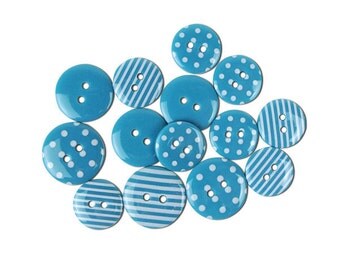 Turquoise Dots and Stripes, Blumenthal Lansing, Favorite Findings, Teal Polka Dot Buttons, Turquoise Striped Button, Sewing Crafts for Girls