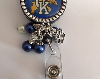 University of Kentucky Wildcat Name Badge Holder UK nurse badge holder Wildcats Retractable Badge Reel ~You Pick Design