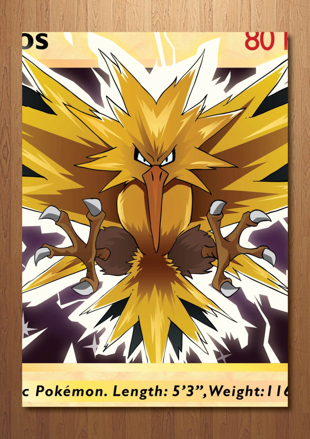 Zapdos Giant Pokemon Card Print