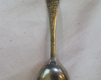 Liberty Bell, Independence Hall, Betsy Ross House, Philadelphia PA. Souvenir spoon Holland Made
