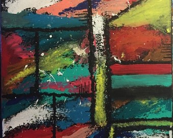 Original 12" x 12" Acrylic Abstract Painting on stretched canvas.