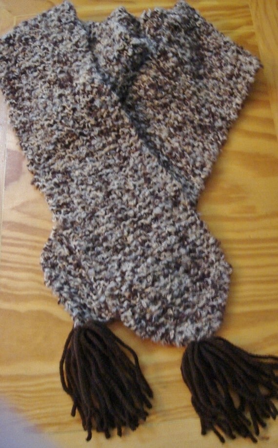 Hand Knit Scarf Brown Women or Teen Very soft and stylish