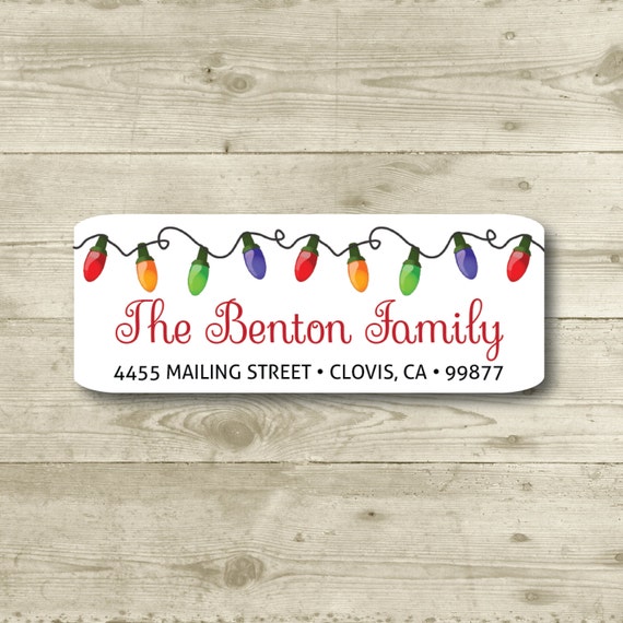 Christmas Lights Return Address Label Personalized MATTE