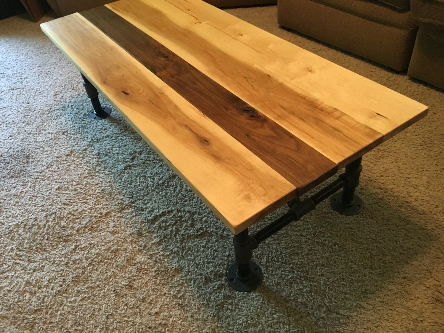 Beautiful Maple And Black Walnut Coffee Table Industrial Or