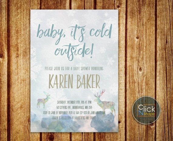 baby invite shower 4x6 by Baby // Invitation Outside It's Cold Baby Winter