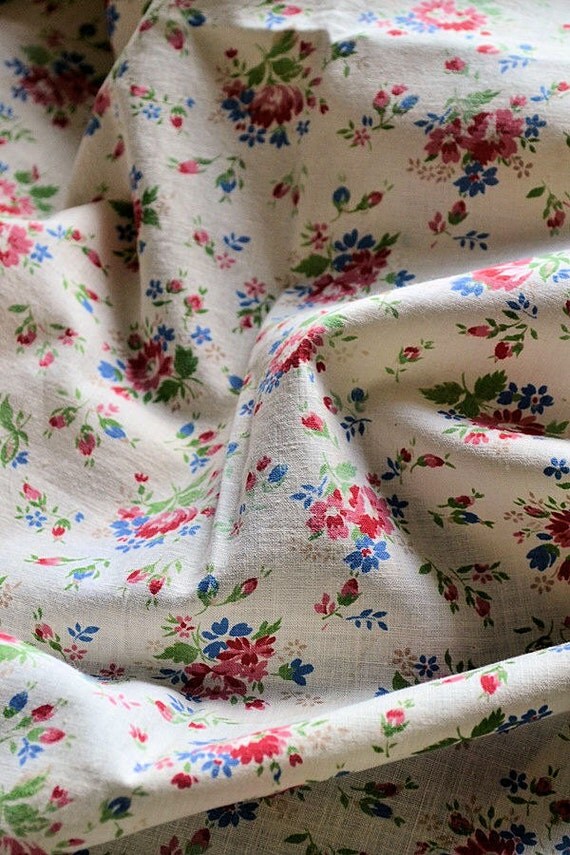 Antique french cotton fabric 1920s