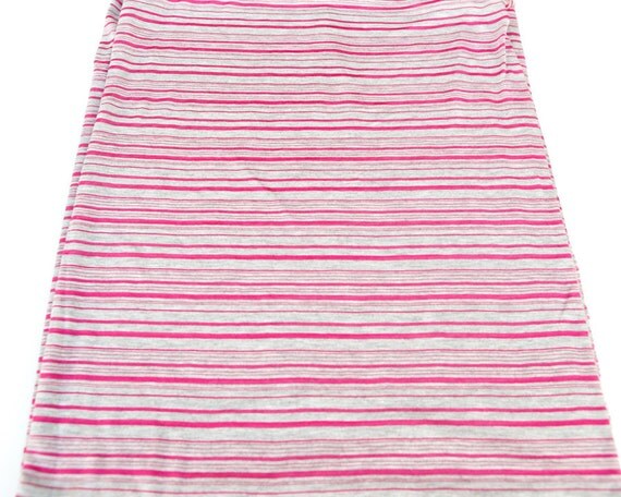 Pink and Light Heather Gray Stripe Printed Knit Jersey Fabric