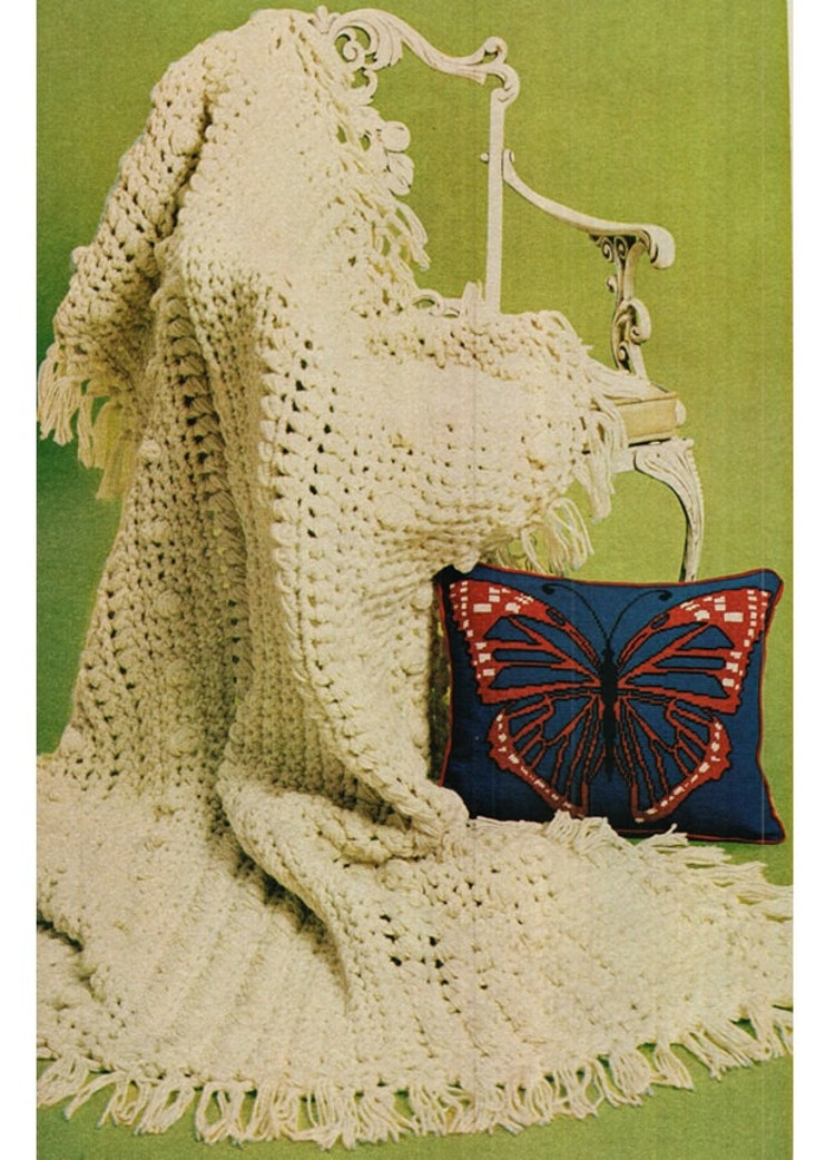 Crochet BLANKET Pattern Vintage 70s Crochet Puff by Liloumariposa