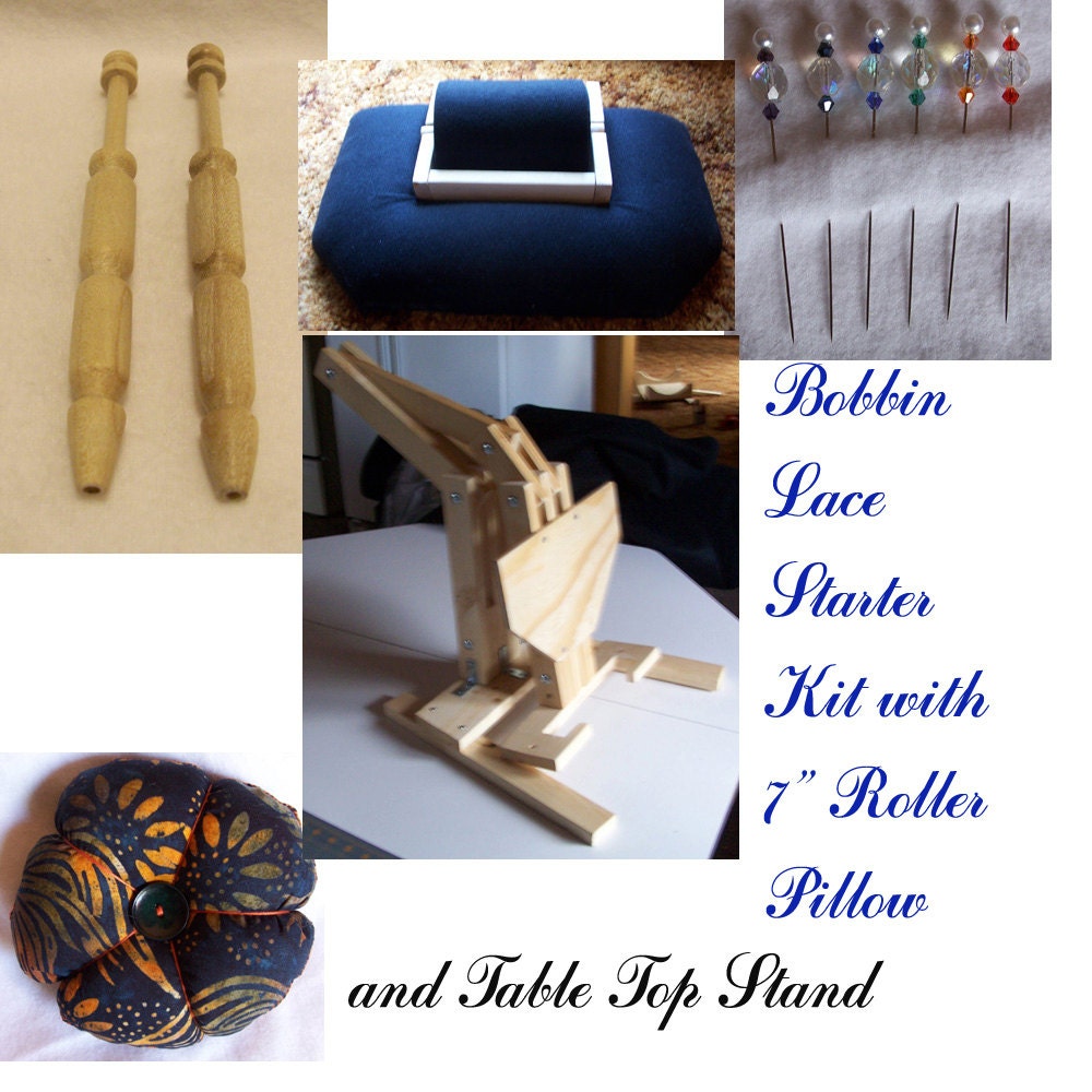 Bobbin Lace Starter Kit with 7 Roller Pillow 24 Fancy