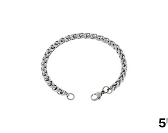 5mm Wheat Chain Bracelet - 316l Stainless Steel Bracelet - Men's Bracelet, Women's Bracelet, Silver Bracelet, Twisted Chain, Braided Chain