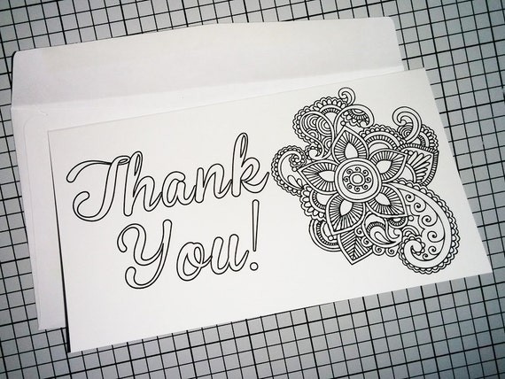 Download Printable Coloring Thank You Card Adult Colouring Page