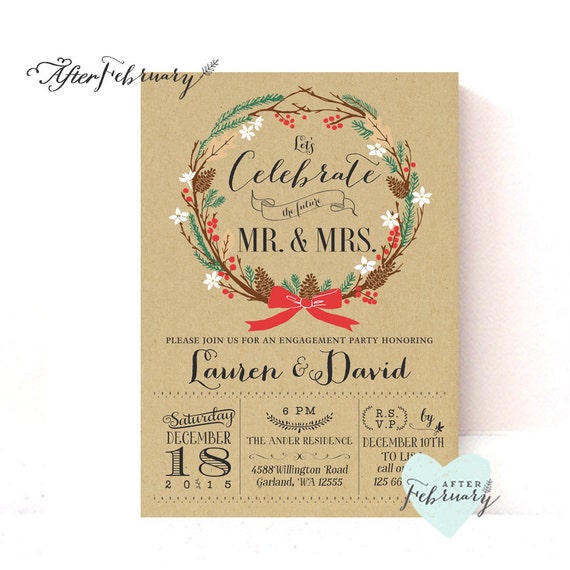 winter christmas engagement party invitation holiday couples winter christmas engagement party invitation holiday couples