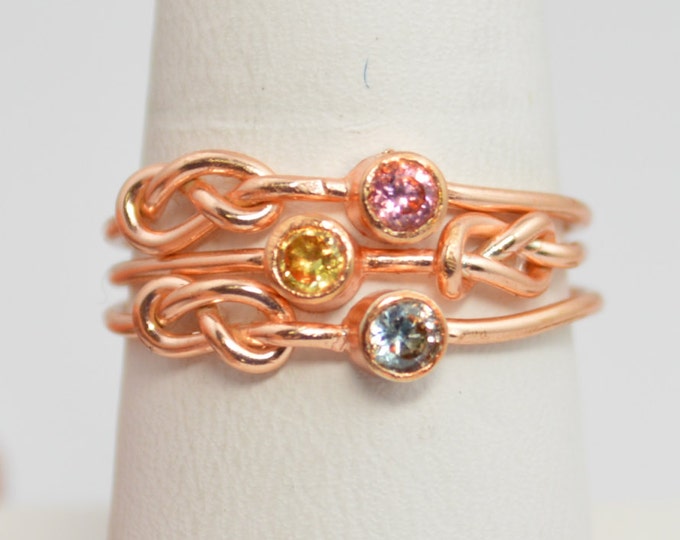 Grab 3 14k Rose Gold Filled Infinity Ring, Rose Gold Filled Ring, Stackable Rings, Mothers Ring, Birthstone, Rose Gold, Rose Gold Knot Ring