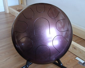 14" 9 Tone Ajna Steel Tongue Drum - Burgundy/Gold Chameleon Powder Coated - F Natural Minor