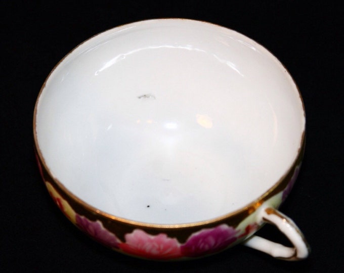 Storewide 25% Off SALE Vintage Gold Trim Fine Japanese Porcelain Teacup & Matching Saucer Featuring Eggshell Pastel Floral Designs